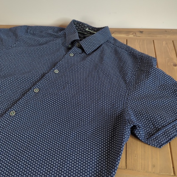 Ted Baker Navy Blue Linen Blend Short Sleeve Shirt XXL - Picture 6 of 13
